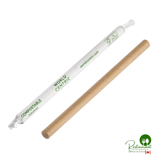 World Centric 9" Kraft Colossal Wrapped Paper Straw - 2,000/Case