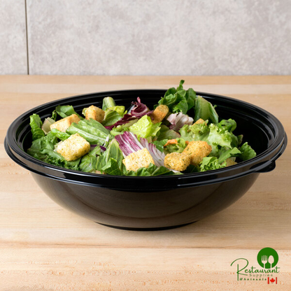 Sabert 93064A50 FreshPack 64 oz. Black Round Shallow Bowl - 50/Case