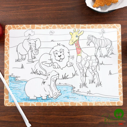 Hoffmaster 310690 10" x 14" Kids Jungle Fun Double Sided Interactive Placemat - 1,000/Case