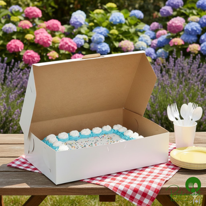 19" x 14" x 5" White Customizable Half Sheet Cake / Bakery Box - 50/Bundle