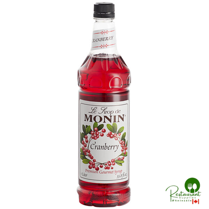 Monin Premium Cranberry Flavoring / Fruit Syrup 1 Liter - 4/Case