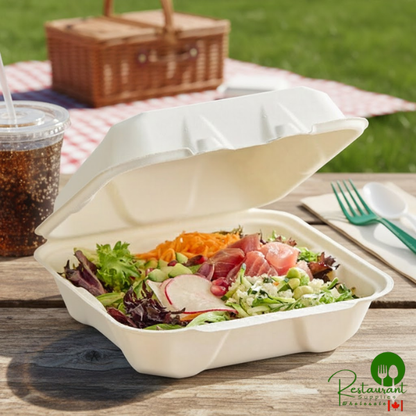 Fabri-Kal Greenware 8" x 8" 1-Compartment Plant Fiber Blend Hinged Container - 200/Case