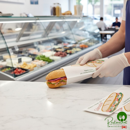 Bagcraft 4 1/2" x 2" x 14" White Printed "Submarine" Sub Sandwich Bag - 1,000/Case