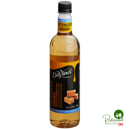 DaVinci Gourmet Sugar-Free Butterscotch Flavoring Syrup 750 mL - 4/Case