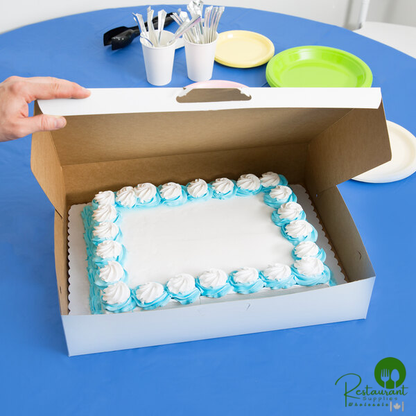 19" x 14" x 4 1/2" White Customizable Half Sheet Cake / Bakery Box - 50/Bundle