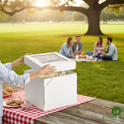 Southern Champion 14" x 14" x 12" White Cake / Bakery Box with Window - 12/Case