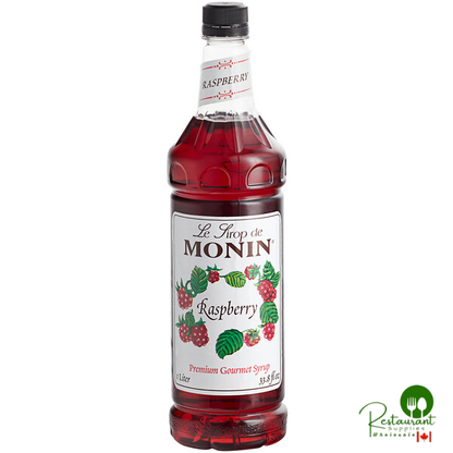 Monin Premium Raspberry Flavoring / Fruit Syrup 1 Liter - 4/Case