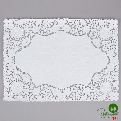 10" x 14" White Floral Lace Paper Placemat - 1,000/Case