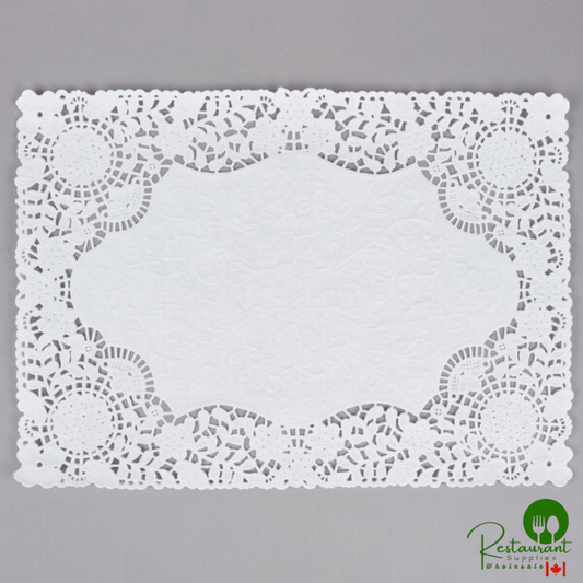 10" x 14" White Floral Lace Paper Placemat - 1,000/Case