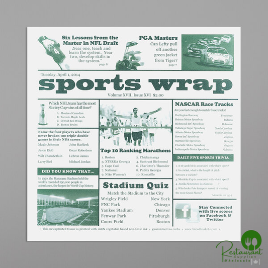 GET Enterprises 4-TG1080 White 12" x 12" Sports Newsprint Liner - 1,000/Case