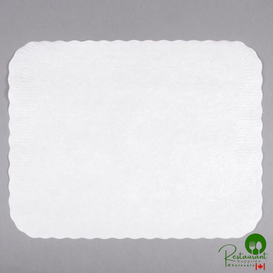 Hoffmaster 410211 13" x 17" White Embossed Traymat with Scalloped Edge - 1,000/Case