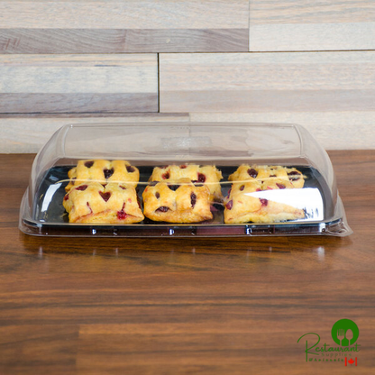 Sabert 5606 Mozaik 6" x 9 1/2" Clear Plastic Platter / Catering Tray High Dome Lid - 72/Case
