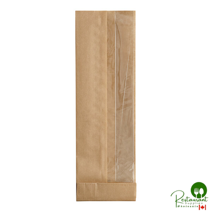 Bagcraft Packaging 300050 3 1/4" x 2" x 10 1/4" Dubl-View® ToGo! Kraft Window Sandwich / Half Baguette / Bakery Bag - 500/Case