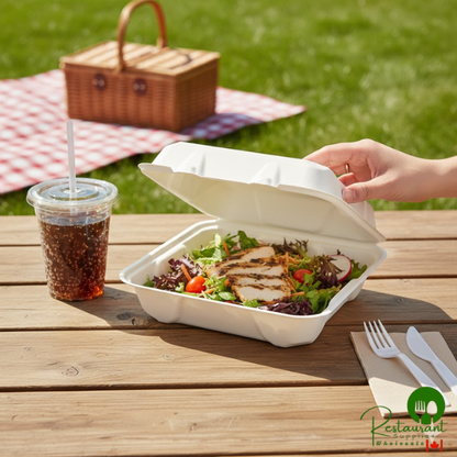 Fabri-Kal Greenware 9" x 9" 1-Compartment Plant Fiber Blend Hinged Container - 200/Case