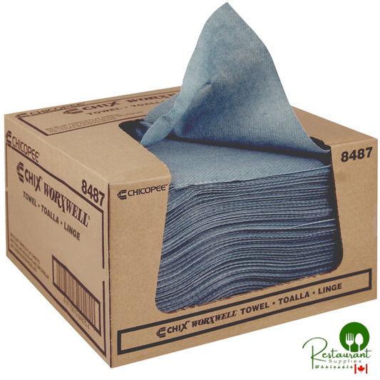 Chicopee 8487 Durawipe 13" x 15" Blue Heavy-Weight Wiper / Shop Towel - 300/Case