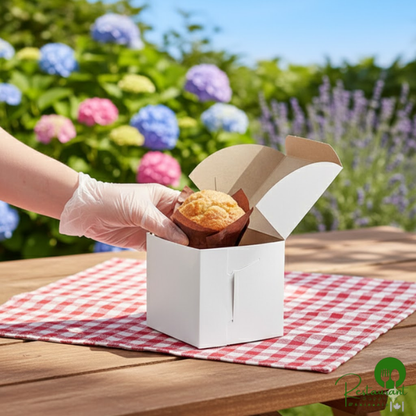 4" x 4" x 4" White Customizable Cupcake / Bakery Box - 200/Case