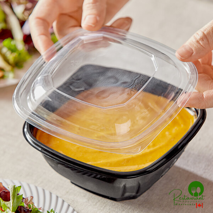 Clear PET Plastic Dome Lid for 8, 12, and 16 oz. Square Bowls By Prime - 500/Case