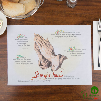 Hoffmaster 702023 10" x 14" Four Faiths Paper Placemat - 1,000/Case