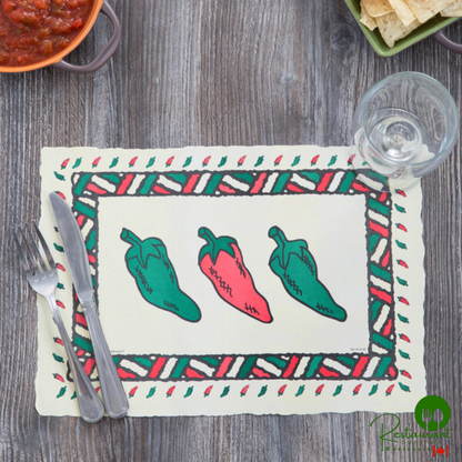 Hoffmaster 310648 9 3/4" x 14" Chili Peppers Paper Placemat - 1,000/Case