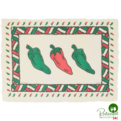 Hoffmaster 310648 9 3/4" x 14" Chili Peppers Paper Placemat - 1,000/Case
