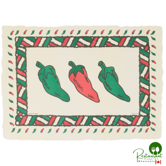 Hoffmaster 310648 9 3/4" x 14" Chili Peppers Paper Placemat - 1,000/Case