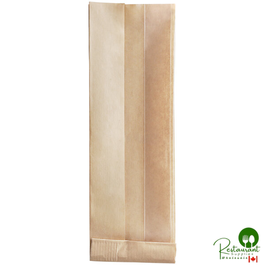 Bagcraft Packaging 300080 3 1/2" x 2 1/4" x 10 3/4" Dubl-View® ToGo! Kraft Window Sandwich / Bakery Bag - 500/Case