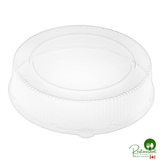 Solut 18" Clear Round PET Plastic High Dome Catering / Deli Tray Lid - 50/Case