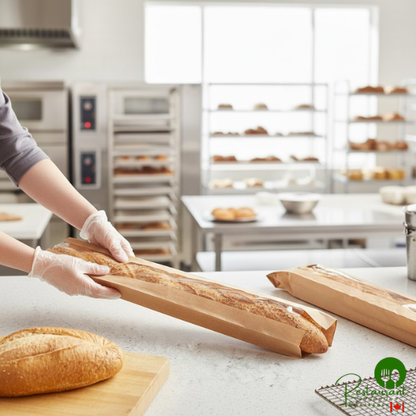 Durable Packaging BB4228N 28" x 4 1/2" x 2 1/2" Kraft Paper Windowed Bread Bag - 1,000/Case