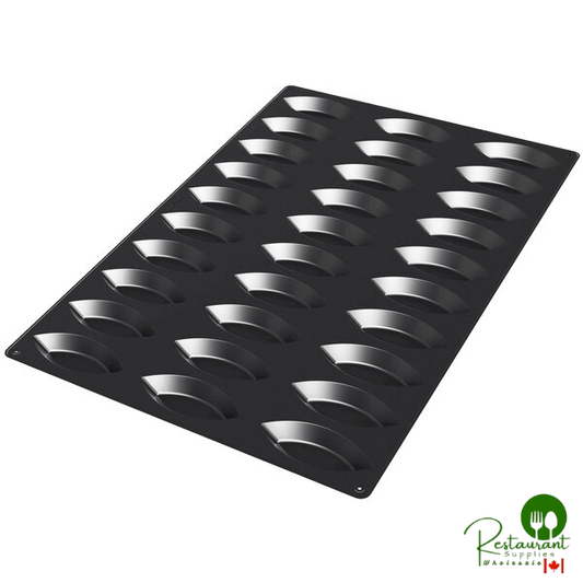 Silikomart SQ054 30 Compartment Boats Silicone Baking Mold - 4 1/8" x 1 11/16" x 5/8" Cavities