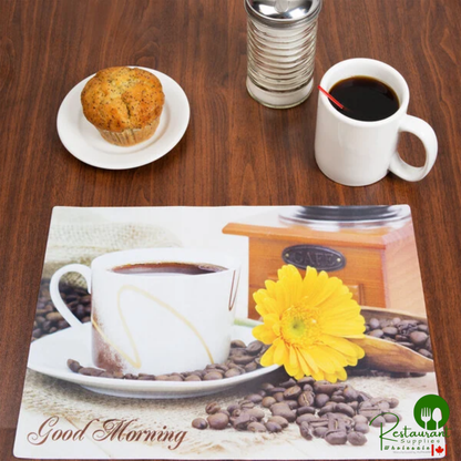 Hoffmaster 311118 10" x 14" Good Morning Paper Placemat - 1,000/Case