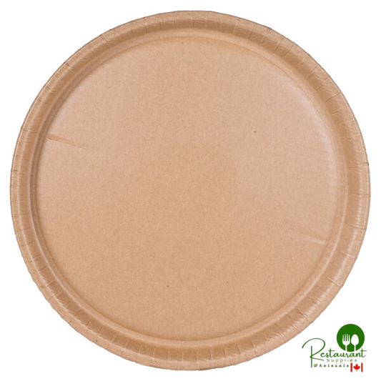 Solut Kraft Natural Round Coated Heavy Weight Catering / Deli Tray 12" - 75/Case