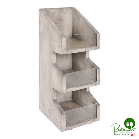 Cal-Mil Aspen 3-Tier Gray-Washed Pine Wood Condiment Organizer - 6" x 7" x 16"