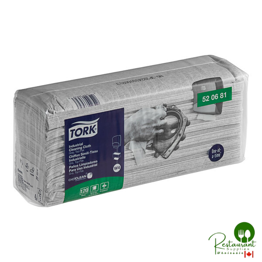 Tork 6 7/16" x 5 1/2" Gray Medium-Duty 1/4 Fold Industrial Cleaning Cloth 520681 - 480/Case
