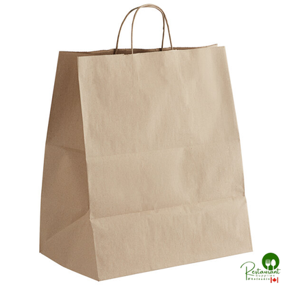 Sabert 20008 14" x 9" x 16 1/4" 2 Entree Meal Tamper-Evident Kraft Paper Delivery Bag - 200/Case