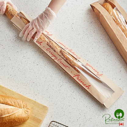 Bagcraft Packaging 300885 EcoCraft 4 1/2" x 2 1/2" x 24" Dubl-Panel® Crispy Crust French Printed Bread Bag - 500/Case