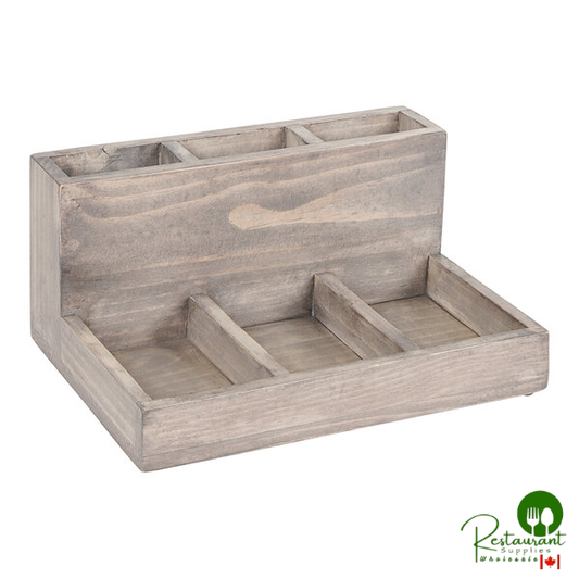Cal-Mil Aspen 9" x 6 1/8" x 4 3/8" 6-Section Gray-Washed Pine Wood Packet / Stir Stick Organizer796-110