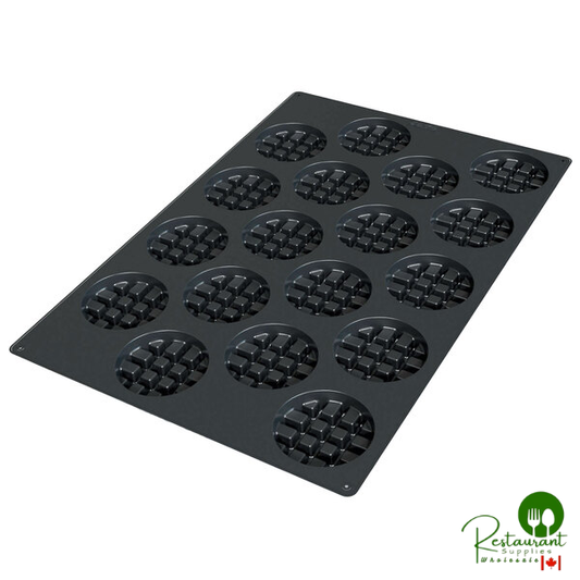 Silikomart SQ051 18 Compartment Round Waffle Silicone Baking Mold - 3 1/2" x 3 1/2" x 7/8" Cavities