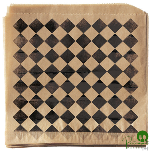 Get Enterprises P-BKC-77-BR 7" x 7" Black Checker Double-Open Bag - 2,000/Case