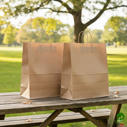 Sabert 20008 14" x 9" x 16 1/4" 2 Entree Meal Tamper-Evident Kraft Paper Delivery Bag - 200/Case