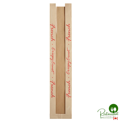 Bagcraft Packaging 300885 EcoCraft 4 1/2" x 2 1/2" x 24" Dubl-Panel® Crispy Crust French Printed Bread Bag - 500/Case