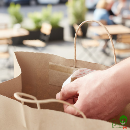 Sabert 20007 13" x 7" x 13" 2 Meal Tamper-Evident Kraft Paper Delivery Bag - 250/Case