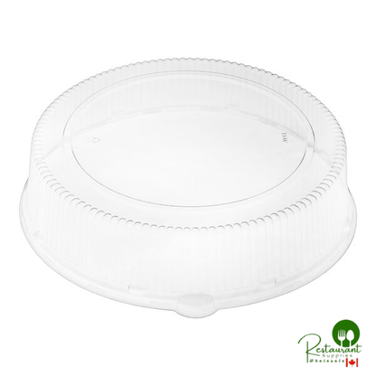 Solut 16" Clear Round PET Plastic High Dome Catering / Deli Tray Lid - 50/Case