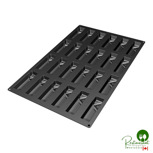 Silikomart Triangle 24 Compartment Black Silicone Baking Mold - 4 3/4" x 1 7/16" x 1 1/4" Cavities SQ037