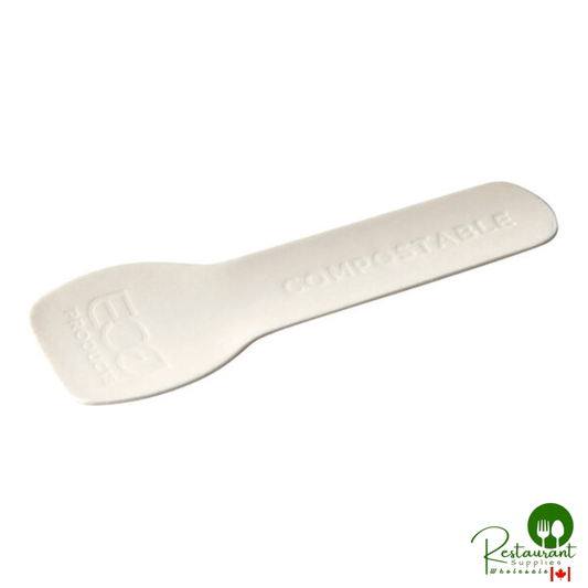 Eco-Products 4" Compostable No PFAS Added White Molded Paper Taster Spoon - 2,000/Case