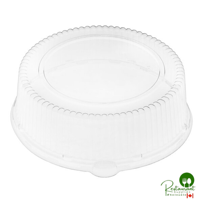Solut 12" Clear Round PET Plastic High Dome Catering / Deli Tray Lid - 50/Case