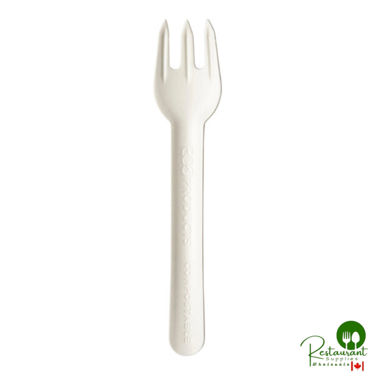 Eco-Products 6 1/2" Compostable No PFAS Added White Molded Paper Fork - 1,000/Case
