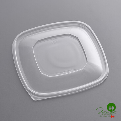 Clear PET Plastic Flat Lid for 32W, 48W, and 64 oz. Square Bowls By Prime - 150/Case