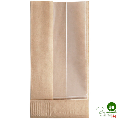 Bagcraft Packaging 300091 3 1/2" x 2 1/4" x 7 1/4" Dubl-View® ToGo! Kraft Window Half Submarine / Bakery Bag - 500/Case