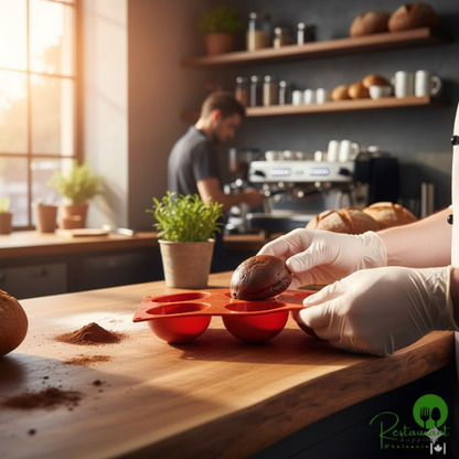 Matfer Bourgeat 257904 Gastroflex Orange Silicone 6 Compartment Half Sphere Mold