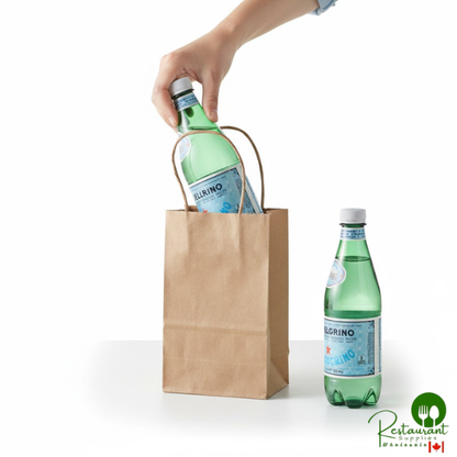 Duro 5 1/4" x 3 1/4" x 8 3/8" Gem Natural Kraft Paper Shopping Bag with Handles - 250/Bundle